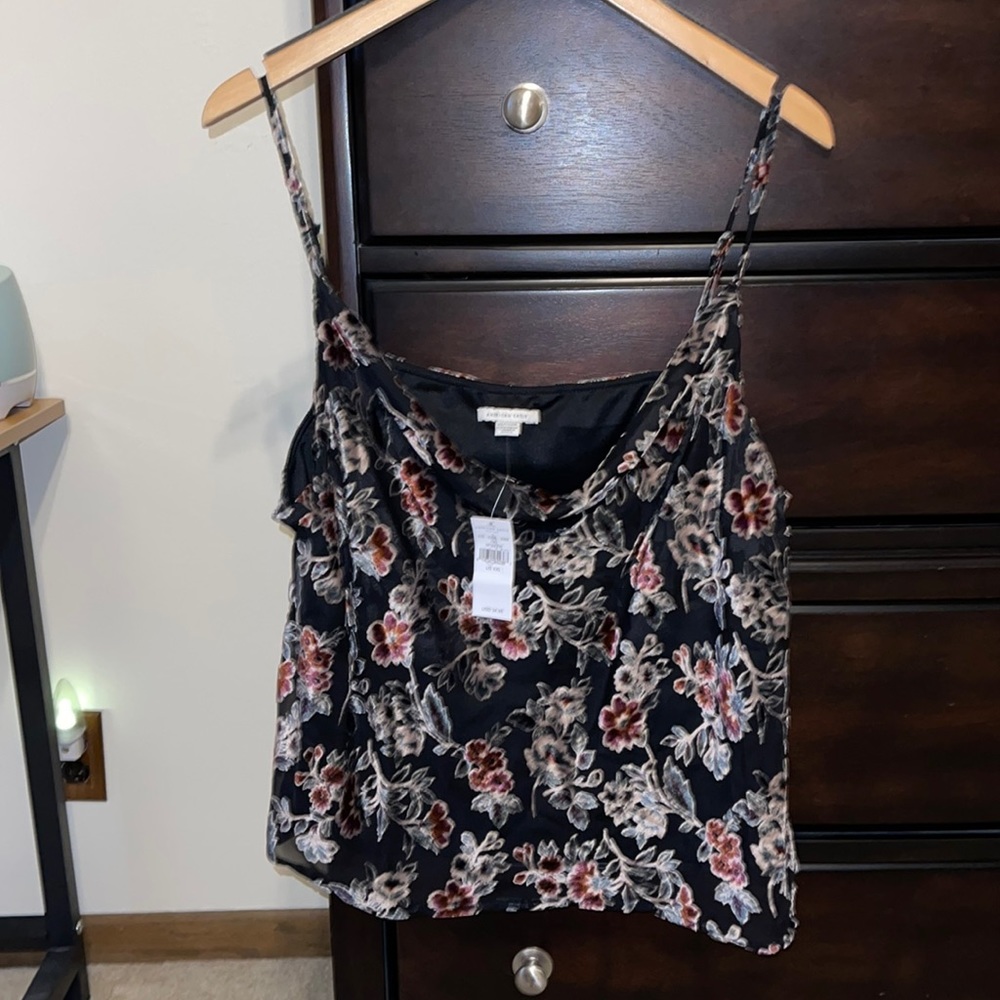 NEW American Eagle Floral Velvet Strap Tank XXL